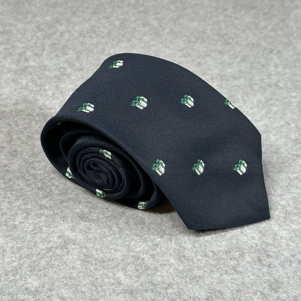 Vintage Cape Cod Neckwear Novelty Gift Box Navy USA Polyester Christmas 55x3.2in